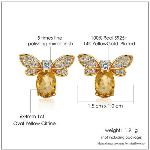 Honey Bee Earring - Sterling Silver 14K Gold