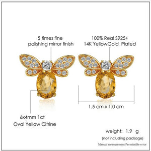 Honey Bee Earring - Sterling Silver 14K Gold