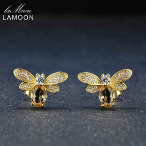 Honey Bee Earring - Sterling Silver 14K Gold