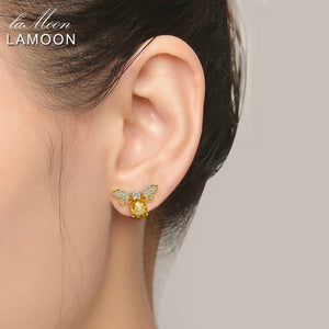 Honey Bee Earring - Sterling Silver 14K Gold